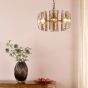 Megara 6 Light Pendant Antique Bronze and Tea Smoked Glass