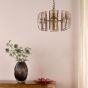 Megara 6 Light Pendant Antique Bronze and Tea Smoked Glass