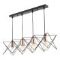 Midi 4 Light Bar Pendant Black & Copper Detail