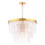 Moesha 6 Light Pendant Natural Brass and Ribbed Glass