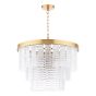 Moesha 6 Light Pendant Natural Brass and Ribbed Glass