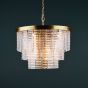 Moesha 6 Light Pendant Natural Brass and Ribbed Glass