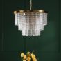 Moesha 6 Light Pendant Natural Brass and Ribbed Glass