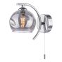 Nakita Wall Light Polished Chrome With Organic Smoked Glass