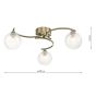 Nakita 3 Light Semi Flush Antique Brass With Twisted Glass