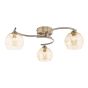 Nakita 3 Light Semi Flush Antique Brass With Organic Amber Glass
