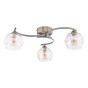 Nakita 3 Light Semi Flush Antique Brass With Organic Amber Glass