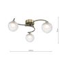 Nakita 3 Light Semi Flush Antique Brass With Clear/Opal Glass