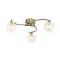 Nakita 3 Light Semi Flush Antique Brass With Closed Organic Amber Glass