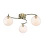 Nakita 3 Light Semi Flush Antique Brass With Amber Hammered Glass