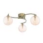Nakita 3 Light Semi Flush Antique Brass With Amber Hammered Glass