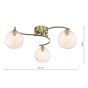 Nakita 3 Light Semi Flush Antique Brass With Amber Hammered Glass