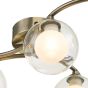 Nakita 6 Light Semi Flush Antique Brass With Clear/Opal Glass