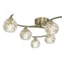Nakita 6 Light Semi Flush Antique Brass With Twisted Open Glass
