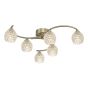 Nakita 6 Light Semi Flush Antique Brass With Dimpled Open Glass