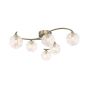 Nakita 6 Light Semi Flush Antique Brass With Closed Organic Amber Glass