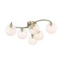 Nakita 6 Light Semi Flush Antique Brass With Amber Hammered Glass