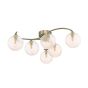 Nakita 6 Light Semi Flush Antique Brass With Amber Hammered Glass