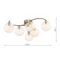 Nakita 6 Light Semi Flush Antique Brass With Amber Hammered Glass