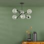Naron 6 Light Semi-Flush Satin Black With Clear Hammered Glass