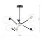 Naron 6 Light Semi-Flush Satin Black With Clear Hammered Glass