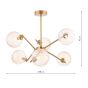 Naron 6 Light Semi-Flush Antique Bronze With Amber Hammered Glass