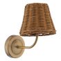 Navarro Rechargeable Wall Light Antique Bronze With Rattan Shade LED