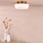 Neema 2 Light Flush Opal Glass and Antique Bronze
