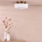 Neema 2 Light Flush Opal Glass and Antique Bronze