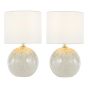 Nicolette Twin Pack Table Lamp Pink and Cream Ceramic With Linen Shade