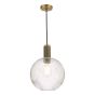Nikolas Pendant Natural Solid Brass Ribbed Round Glass 