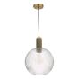 Nikolas Pendant Natural Solid Brass Ribbed Round Glass 