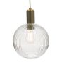 Nikolas Pendant Natural Solid Brass Ribbed Round Glass 