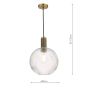 Nikolas Pendant Natural Solid Brass Ribbed Round Glass 