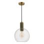 Nikolas Pendant Natural Solid Brass Round Clear Glass