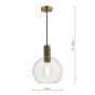 Nikolas Pendant Natural Solid Brass Round Clear Glass