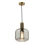 Nikolas Pendant Natural Solid Brass Smoked Glass