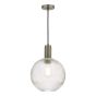 Nikolas Pendant Antique Chrome Ribbed Round Glass 
