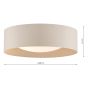 Nysa 2 Light Flush Taupe Faux Silk and Opal Frosted Acrylic Diffuser