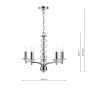 Oleana 5 Light Armed Pendant Polished Chrome and Crystal Fitting Only