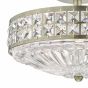 Olona 3L Light Semi Flush Antique Brass Crystal Beads and Glass Diffuser  