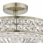 Olona 3L Light Semi Flush Antique Brass Crystal Beads and Glass Diffuser  