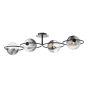 Olympus 4 Light Semi-Flush Matt Black and Smoked Ribbed Glass