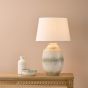 Omari Table Lamp Green Ceramic and Antique Brass With Shade
