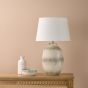 Omari Table Lamp Green Ceramic and Antique Brass With Shade