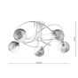Onawa 5lt Semi Flush Polished Chrome With Smoked/Clear Ribbed Glass