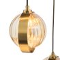 Ophira 3 Light Cluster Pendant Antique Gold and Amber Ribbed Glass