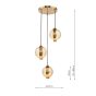 Ophira 3 Light Cluster Pendant Antique Gold and Amber Ribbed Glass