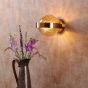Ophira Wall Light Antique Gold and Amber Ribbed Glass
