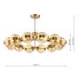 Ophira 12 Light Pendant Antique Gold and Amber Ribbed Glass